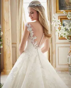 2023 New Beliebte Hochzeit Tüll Luxus Spitze weißes Kleid Blumen Zivil Ballkleid plus Größe Brautkleider für Braut elegantes Kleid