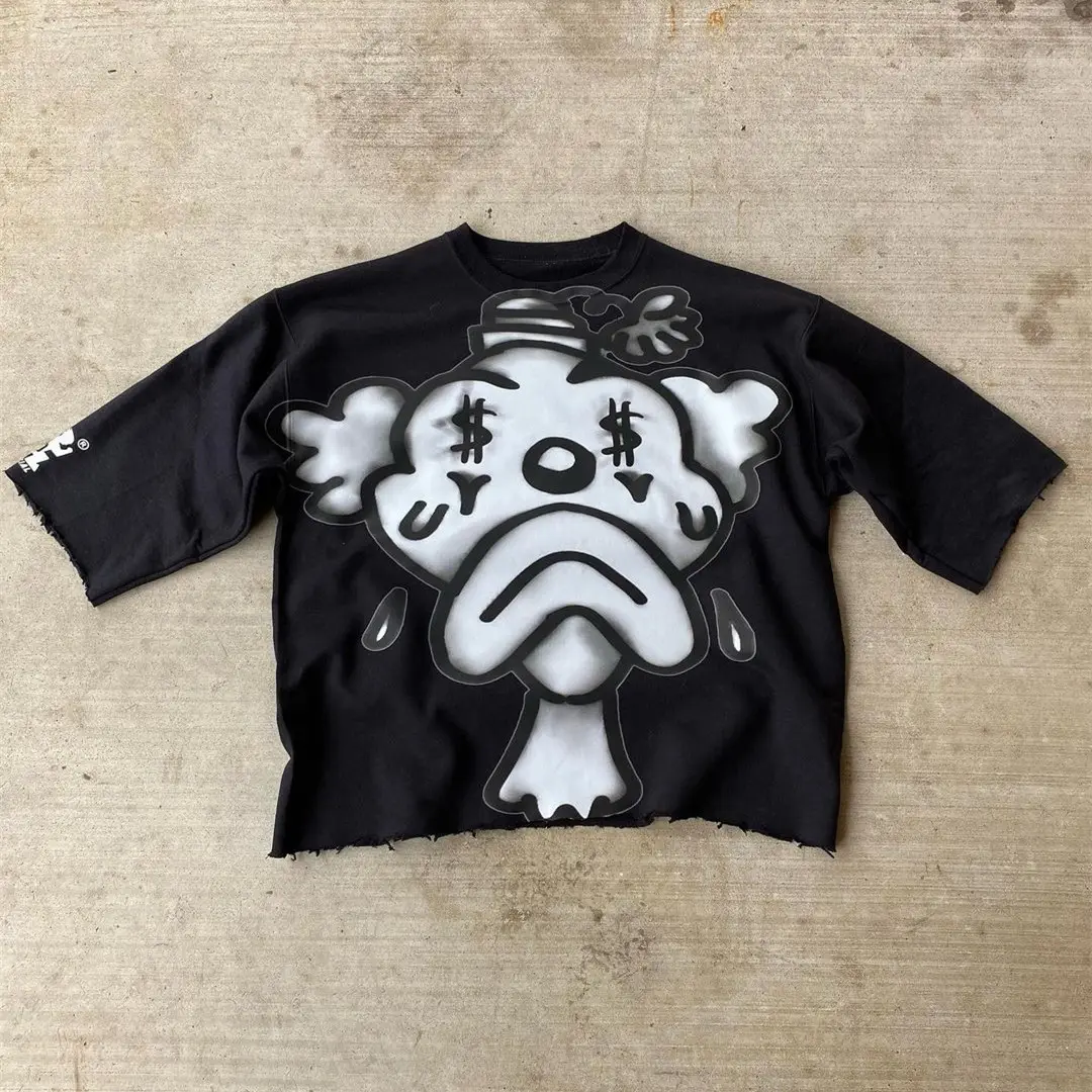 Manufacturer 240 gsm Custom Logo Cotton Tee Heavyweight Tshirt Acid Washed Graphic Streetwear T-shirt Screen Printing T Shirt