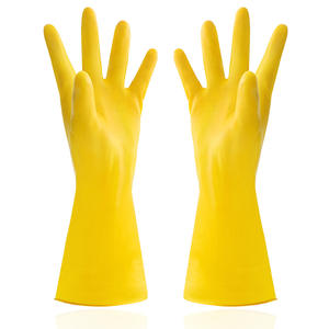 متوسطة مقاومة للماء قابلة لإعادة الاستخدام اللاتكس المطاط Longboard مجموعة قفازات التقشير الضوء الأصفر للتنظيف - Product Image 5