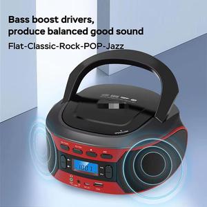 Reproductor de CD portátil personalizado de fábrica con radio FM, pantalla LCD azul y puerto USB para el hogar y viajes - Product Image 4