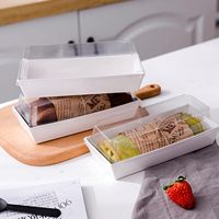 5.3/6/7.4 pouces rectangle papier boîtes alimentaires contenants à dessert jetables avec couvercles transparents pour biscuits salade pâtisserie cuisson