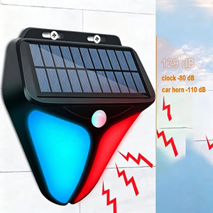 Lampe d'alarme solaire à détecteur de mouvement étanche IP65, sirène puissante 129 dB et lumière stroboscopique, lampe murale de sécurité extérieure pour jardin - Product Image 4