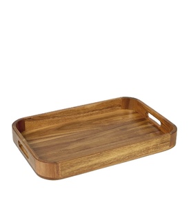 Plateau de service rectangulaire en bois, design minimaliste et solide, vaisselle et assiettes durables - Product Image 1