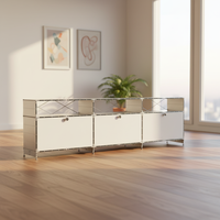 Meuble TV Modulaire en Acier Carbone Moderne, Meuble de Salon avec Étagères Ajustables, Gain de Place, Rangement Durable, Mobilier de Maison