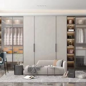 Diseños de Armarios de Dormitorio de Laminado Blanco de Alta Calidad Personalizados, <span class=keywords><strong>Armario</strong></span> con Puerta de Vidrio y Vestidor de Madera - Product Image 4