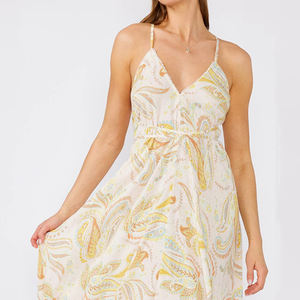 Robe chemise fluide à col en V imprimée de style bohème sur mesure, de haute qualité, respirante, en rayonne, dos nu - Product Image 6