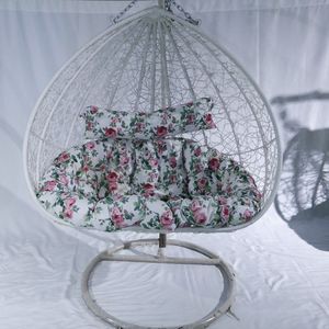 Balançoire suspendue en forme d'oeuf, moderne et écologique, mobilier de cour imperméable, hamac de patio en rotin et osier fabriqué en métal - Product Image 4