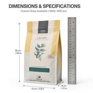 Bolsas de Papel Kraft Impresas con Lámina de Aluminio para Granos de Café, con Cierre, Recicladas, Impresión en Huecograbado - Product Image 1