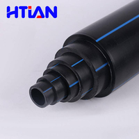 Tuyau en PEHD HTIAN PE100 SDR11 PN16 DN20-315mm Optimisation du chargement des conteneurs Longueur 6m/12m Export direct usine FOB