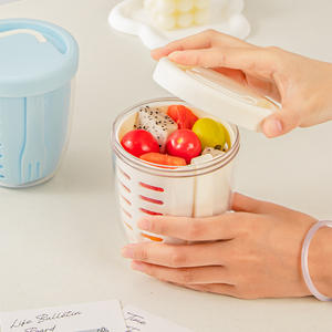 Gobelet à fruits drainable avec fourchette, récipient de petit-déjeuner portable, boîte à salade de grande capacité, anti-fuite, pour pique-nique et usage quotidien - Product Image 5