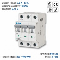   Disjoncteur miniature Moeller série PL10 PL10-B20 20A 1P 10kA Courbe B CE CCC ISO pour prise de courant de bureau