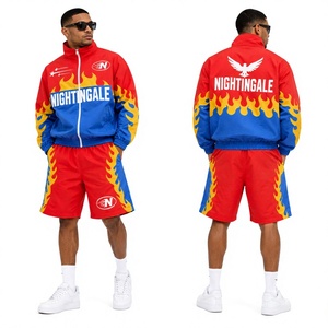 Manufacturer Wholesale Two Piece Breathable Quick Dry <b>Wind</b> <b>Breaker</b> Shorts Sets Waterproof Zipper Hoodie Custom Men's - Product Image 1