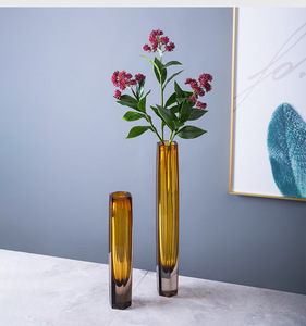 Vaso di decorazione per la tavola di casa di lusso moderno vaso di vetro ambrato stella diamante stile nordico colorato <span class=keywords><strong>Murano</strong></span> vaso di vetro soffiato a mano - Product Image 5