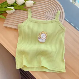 Halter-Top Kinderweste Schatz ärmelloses Oberteil Cartoon gestrickt Mädchen-Halter-Top Süßigkeiten Farbe Sommerweste für Kinder