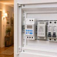THC-15F Mini 16A 12V DC Digitaler Tragbarer Klingelsteuerungs-Timer-Schalter mit Sekundenzeitsteuerung, Täglich Programmierbar, AUTO, Bi-Volt, DIN-Schiene