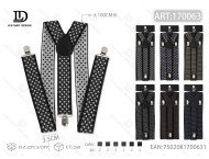 Bretelle da uomo fantasia con stampa a trasferimento termico, larghezza 3,5 cm, pois bianchi e neri, design a Y per abbigliamento formale - Product Image 3
