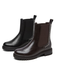 Bottines à lacets pour femmes avec logo personnalisé, cuir PU de haute qualité, bottines <span class=keywords><strong>Chelsea</strong></span> à clous, semelle durable, style chic urbain - Product Image 2