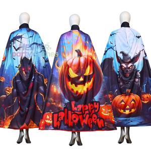Cape d'Halloween pour adulte HP, nouvelle cape en satin imprimée avec un long motif animal médiéval pour costume de carnaval - Product Image 1