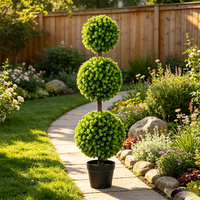 Arbre topiaire artificiel en buis à trois boules, plante grimpante en pot à trois sphères pour villas, hôtels, aménagements paysagers commerciaux et terrasses