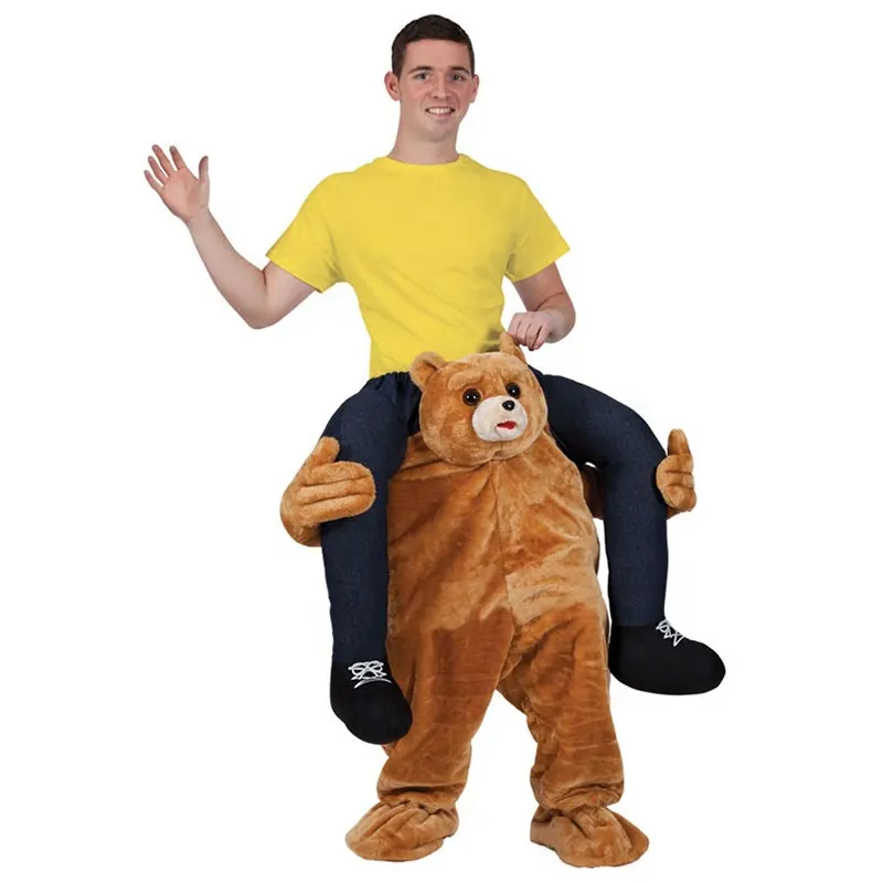 Fantasia de urso de pelúcia para adultos, traje de festa de halloween e natal, fantasia de urso em mascote, tamanho único