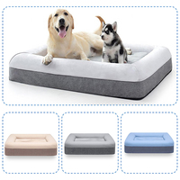 Cama Impermeable para Perros, Lavable, Ortopédica, de Espuma Viscoelástica, con Forro de Imitación Lino Extraíble, Cama de Lujo Tipo Sofá para Mascotas