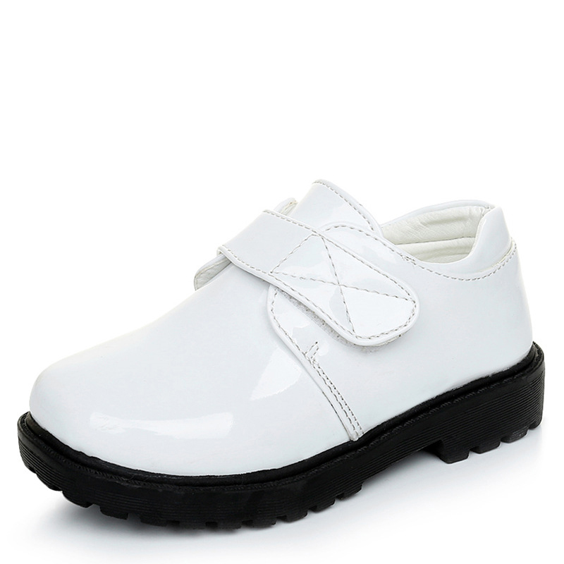 Wholesale Fashionable Classic White Leather Boys School Shoes Kids Leather Black School Shoes