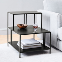 Meubles de salon modernes, canapé en tube métallique, table basse avec étagère de rangement à 3 niveaux, robuste et durable