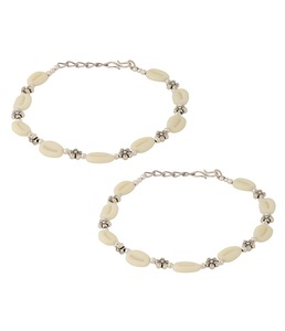 Tobillera de Concha y Plata con Diseño Floral para Mujer, Estilo Bohemio de Playa, Joyería Ajustable para el Pie, Regalo - Product Image 1