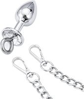 BDSM - Plug anal avec menottes métalliques verrouillables - Ensemble de restraints en acier inoxydable pour poignets - Jouets sexuels pour adultes - Jeux sexy pour femmes et couples