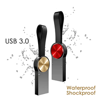 Flashdisk USB Logam dengan Tali Silikon 128GB Permukaan Cakram Warna-warni Logo Kustom Pendrive Portabel U Disk Promosi