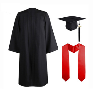 黒の卒業帽とガウン、学校向けカスタム、高品質大学卒業ユニセックスOEM制服、カラー・素材・大人・年齢別 - Product Image 6