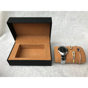 Boîte cadeau de luxe personnalisée pour montre et bijoux, boîte d'emballage en papier rigide pour ensemble montre et collier avec insert en velours - Product Image 5