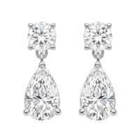 Boucles d'oreilles pendantes en moissanite VVS poire et ronde, en argent sterling 925 plaqué or 18 carats, bijoux fins de luxe pour femmes
