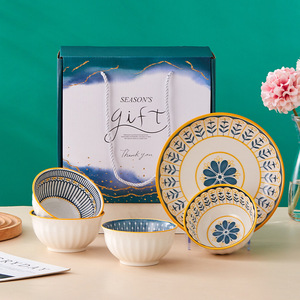 European American Style Nordic Light Luxury Style Kitchen Tableware <b>Set</b> Eco-Friendly Ceramic <b>Dinnerware</b> Stocked Microwave Safe - Product Image 5