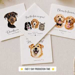 Custom Dog Cocktail Napkins <strong>Wedding</strong> Personalized Pet Portrait Napkins for <strong>Wedding</strong> Bar Decor - Product Image 4