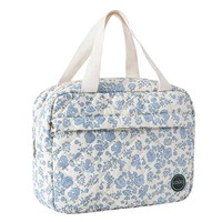 Grande Trousse de Maquillage Matelassée Coquette, Mignonne, Style Preppy, en Coton à Carreaux, Organisateur de Voyage pour Cosmétiques, avec Poignée Supérieure, Multi-Couches, Grande Capacité