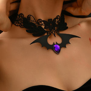 שרשרת תחרה שחורה גותית עבור Halloween מסיבה המבטא אדום אביזר אופנה - Product Image 3