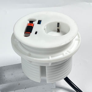 Usine 3 pouces EU Power Round Grommet Socket 1AC Outlet USBA Type-c Canapé <span class=keywords><strong>Table</strong></span> Encastré Câble de charge rétractable Banque d'alimentation - Product Image 1