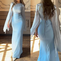 Robe de soirée personnalisée de créateur automne tempérament col rond taille haute coupe ajustée Robe de soirée longue à manches longues