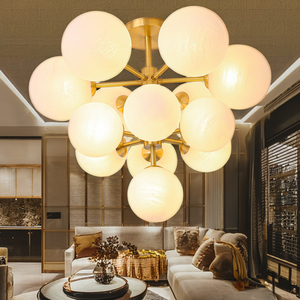 Bong bóng bóng đèn chùm Vàng Frosted Glass <span class=keywords><strong>Shade</strong></span> Trần treo ánh sáng hội trường phòng ngủ phòng khách trong nhà ánh sáng trang trí nội thất - Product Image 1