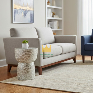 Tabouret de table moderne réglable très demandé avec accents en nacre et design en coquille de Capiz blanche pour chambre à coucher, prix d'usine - Product Image 3