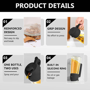 Spruzzatore d'<span class=keywords><strong>Olio</strong></span> Premium per Cucinare 2 in 1 Dispenser per <span class=keywords><strong>Olio</strong></span> d'Oliva da Cucina Flacone <span class=keywords><strong>Spray</strong></span> Erogatore d'<span class=keywords><strong>Olio</strong></span> in Vetro da 470ml - Product Image 4