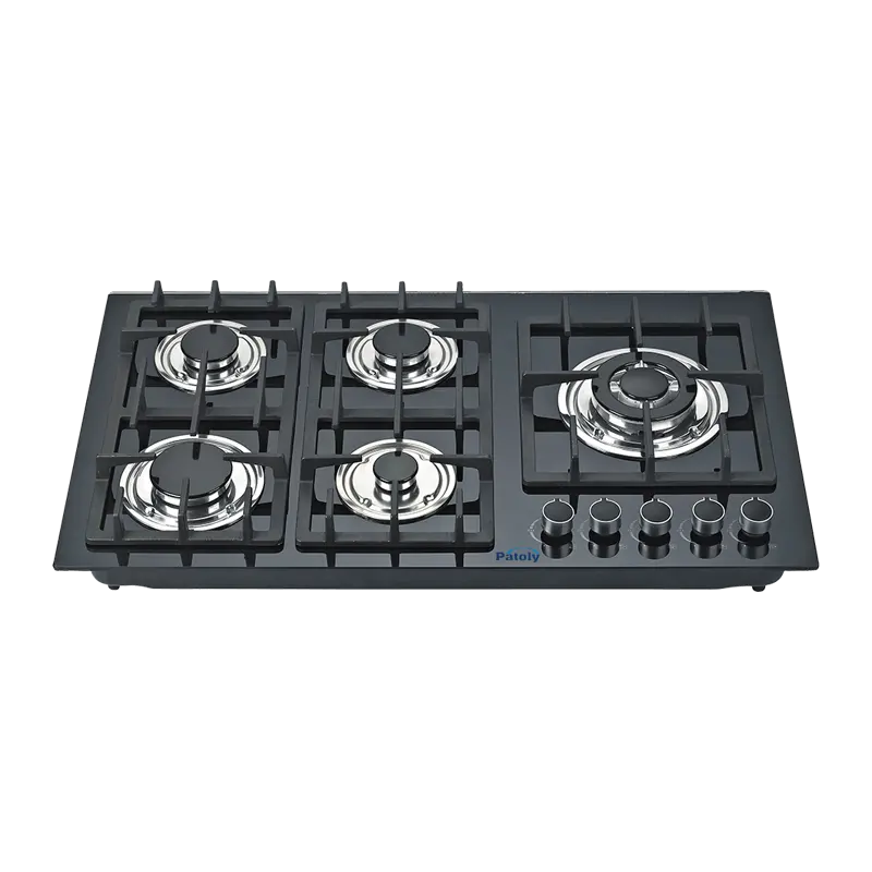 Hot sale China golden supplier tempered glass cookers kitchen appliance five burner built in hob/gas stove glass cooking stove