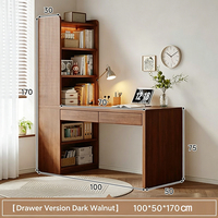 Bureau en MDF blanc durable avec étagère intégrée, poste de travail multifonctionnel avec tiroirs de rangement pour bureau