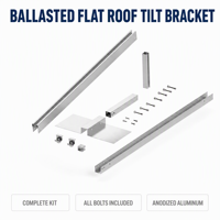 Support de panneau solaire inclinable en aluminium avec base lestée pour toit plat et pied arrière réglable en triangle