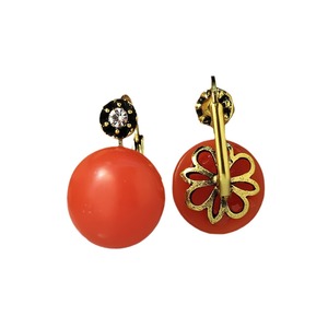 Orecchini rotondi rosso corallo da donna, gioielli vintage geometrici alla moda - Product Image 5