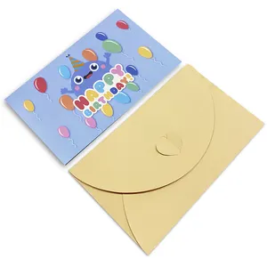 2024 wholesale happy birthday card with envelope custom LOGO simple gift thank you cards printing Gold Foil paper greeting card