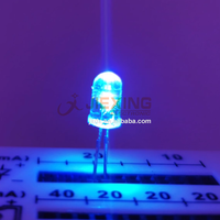 Lampe LED UV 5 mm / Diode LED transparente, lentille transparente, lumière UV F5 365 nm / 385 nm / 395 nm, pied court 18 mm