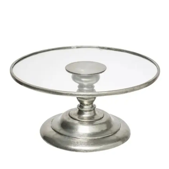 Antique Finishing Metal and Glass Cake Stand Decorative Hotel Restaurant Wedding Plate Cake Stand Manufacture From India