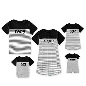 Wholesale family matching outfits custom design cotton t-shirt dress clothes set for family